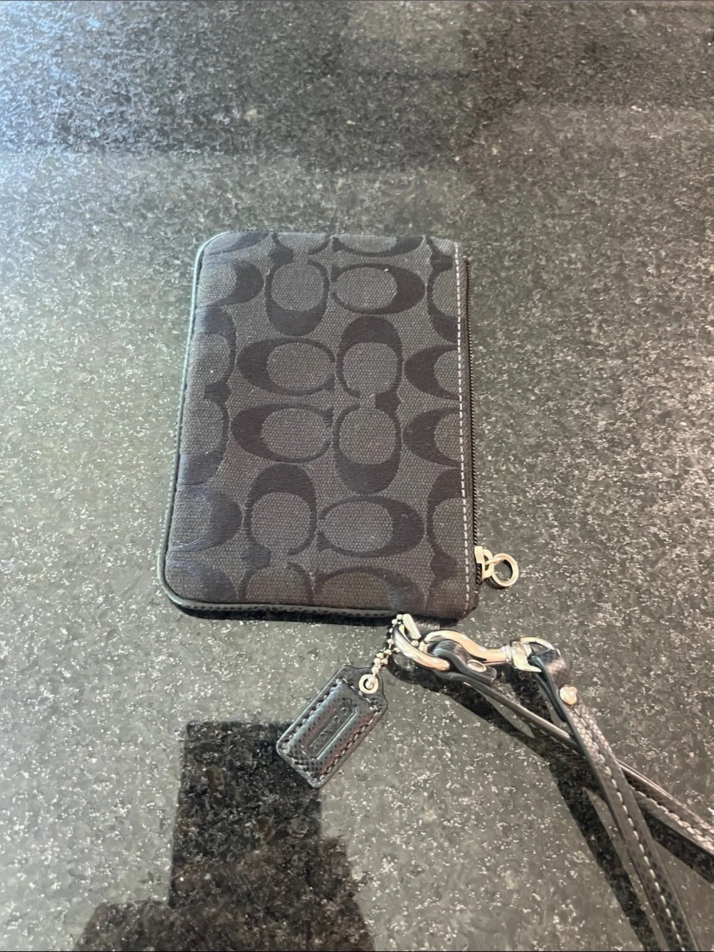 Coach Black Signature Canvas Wristlet with Detachable Strap